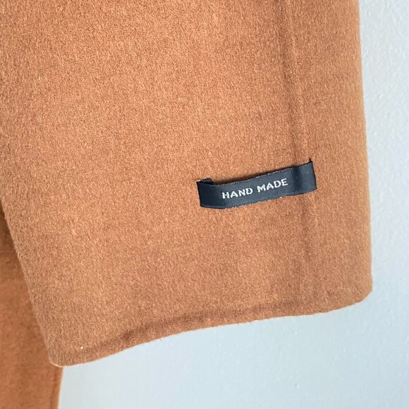 JUNGE Cinnamon Wool Blend Fur Hooded Trench Coat Fits10 - Picture 14 of 16